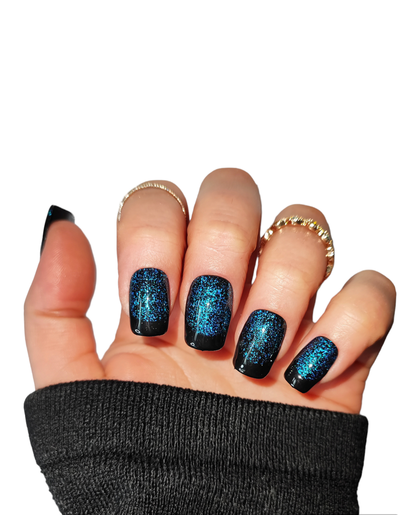 Blue Flakes Press On Nägel mit blauen Glitzerflakes | MEVANAILS