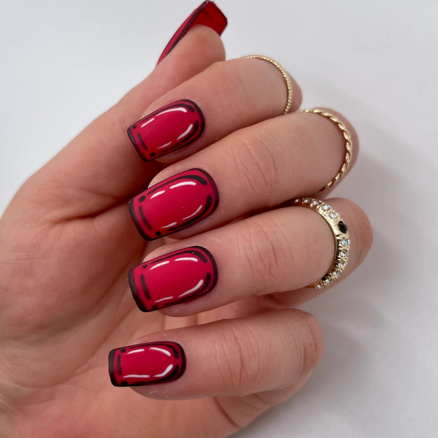 Press On Nails Cartoon Red