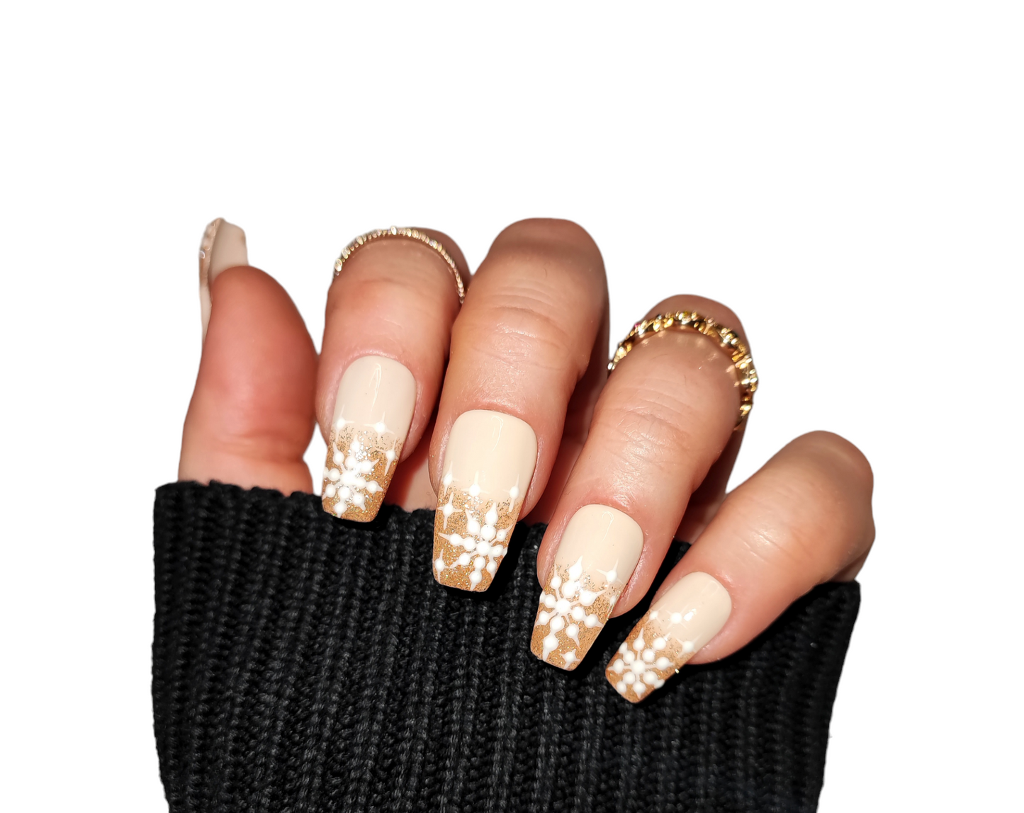 French Gold Nägel für Weihnachten | Press Ons MEVANAILS