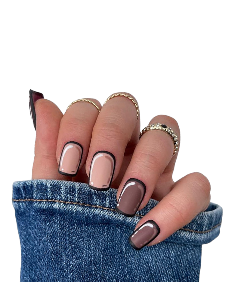 Press On Nails Cartoon Brown