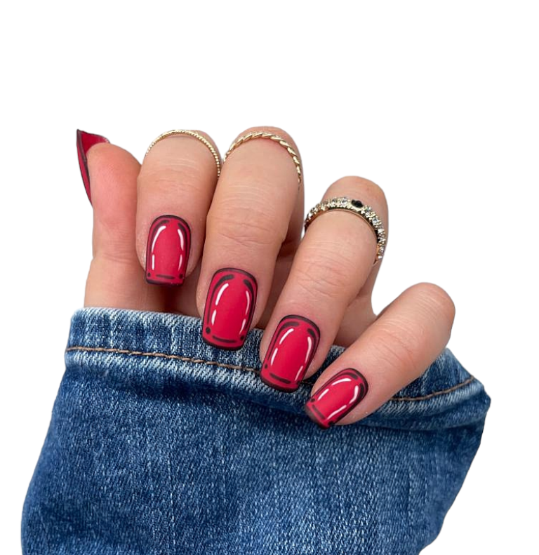 Press On Nails Cartoon Red