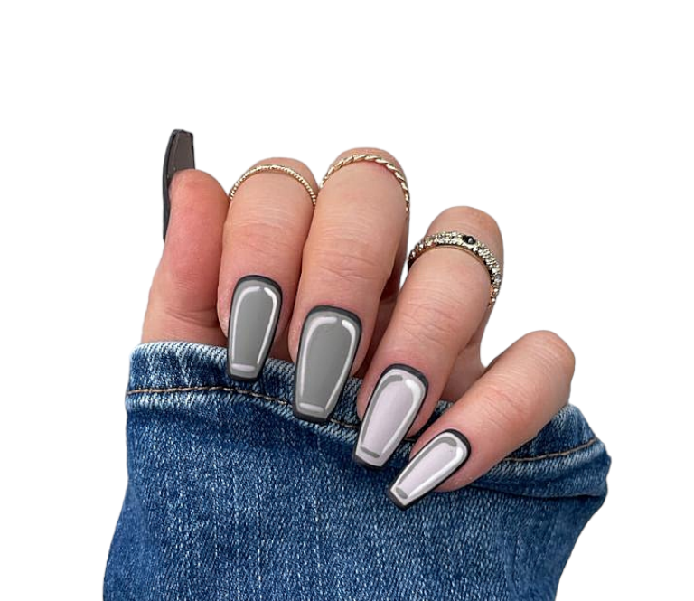 Press On Nails Cartoon Gray