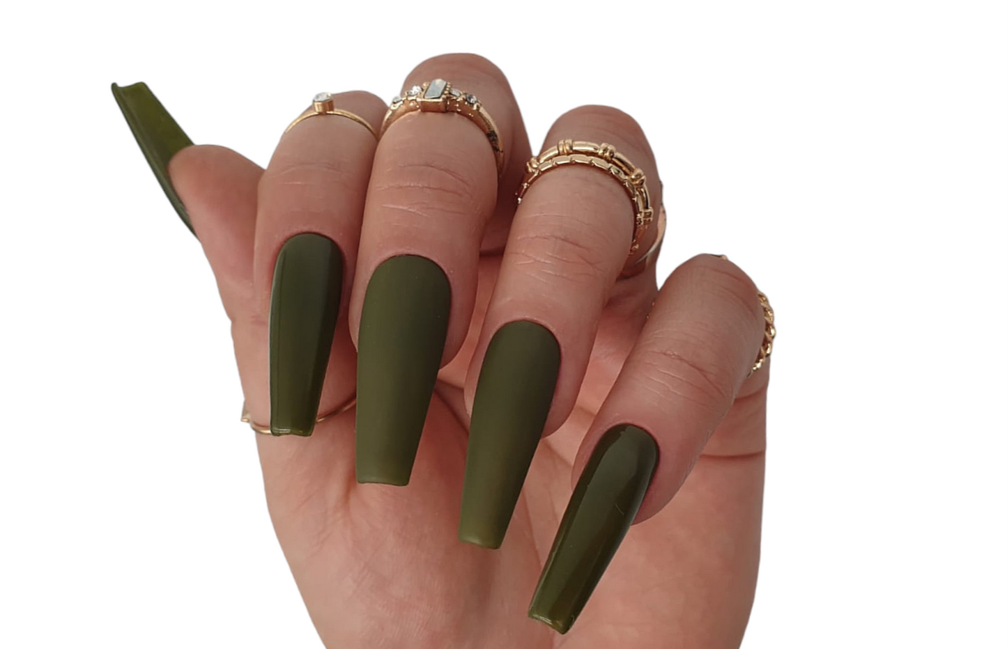 Press On Nails Militär Grün Matt