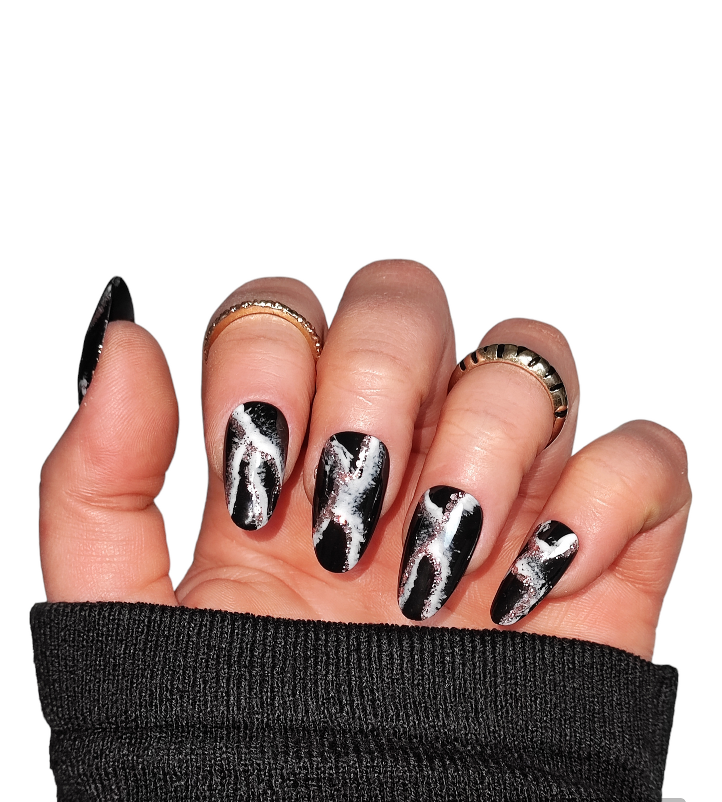 Marmor Lady Black – Elegante Press On Nägel | MEVANAILS
