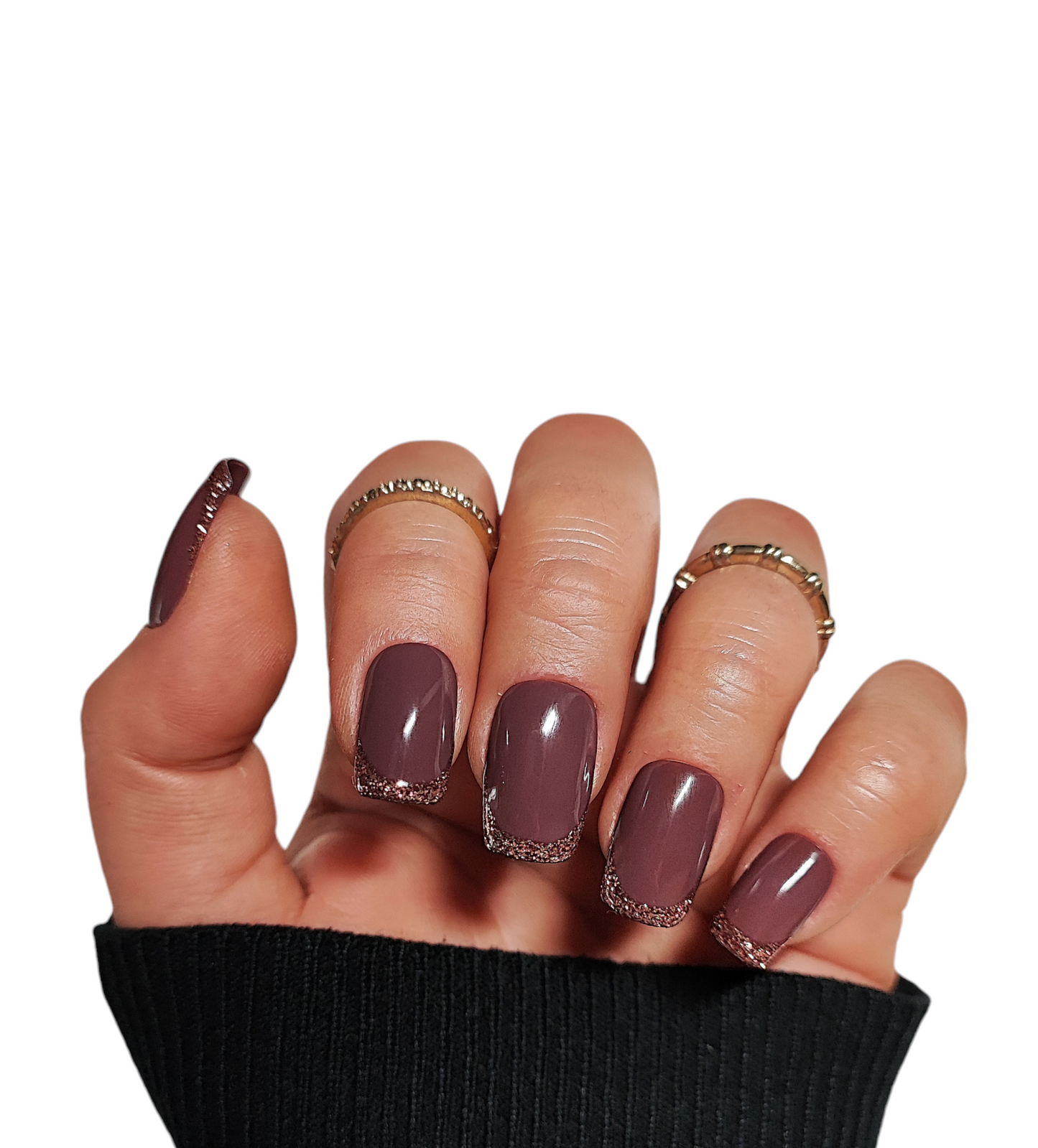 Schoko Brown Nägel – Glitzer French Press Ons | MEVANAILS