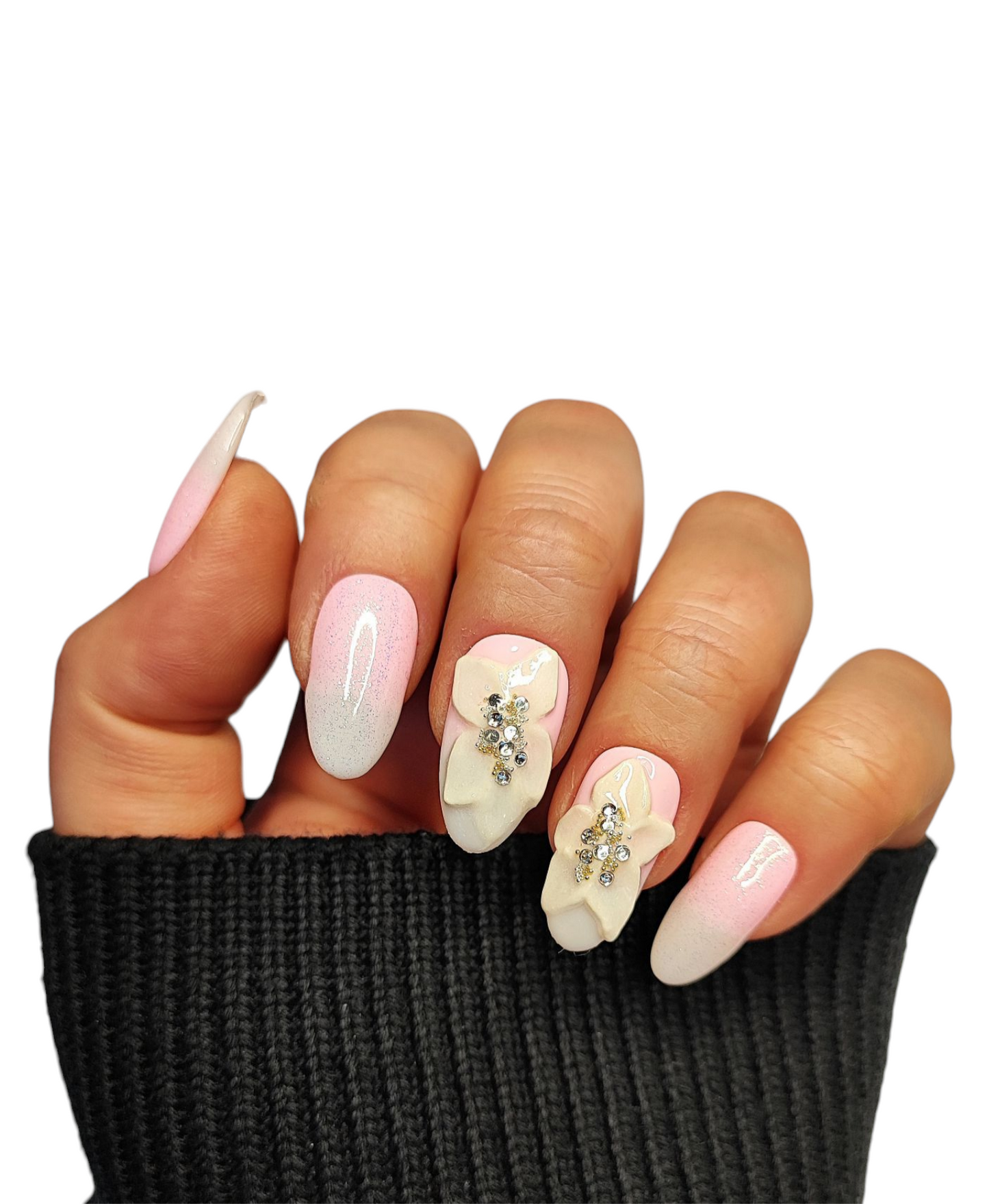 Babyboomer Flowers – Press On Nägel mit Ombre & Blüten | MEVANAILS