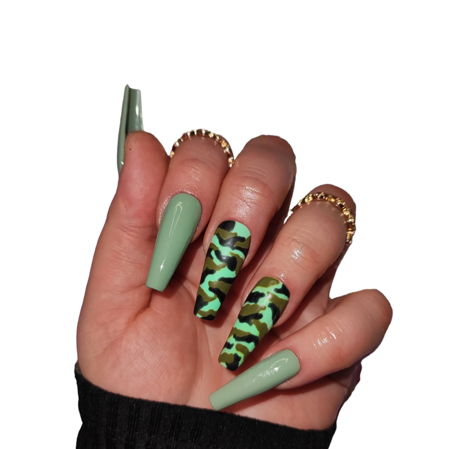 Press On Nails Militär Lady – Grüne Military-Nägel mit Gel von MEVANAILS