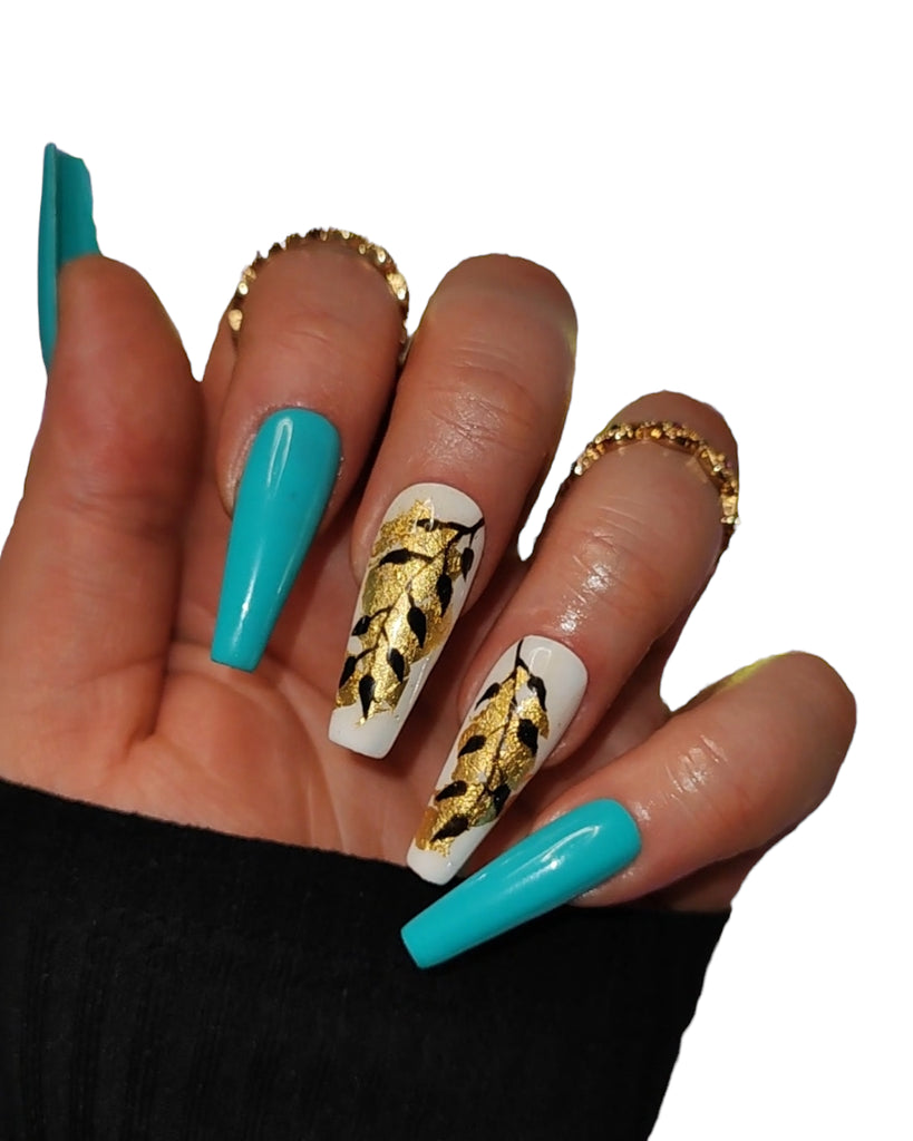 Press On Nails Ozeana – Blaue Ozean-Nägel mit Gel von MEVANAILS